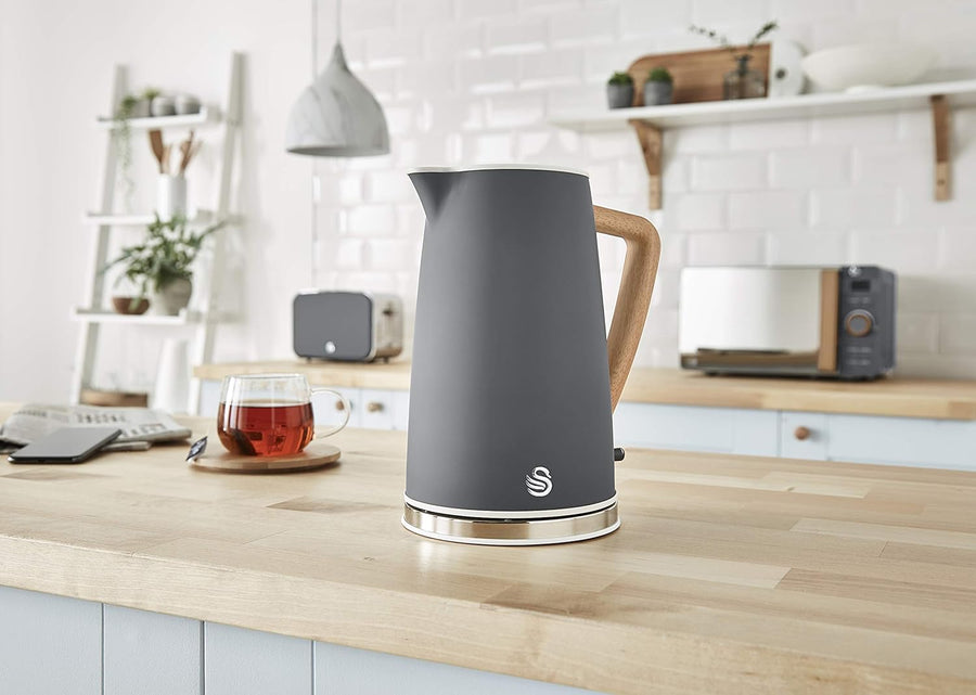 Swan SK14610GRYN Nordic Jug Kettle Wood Effect - Slate Grey