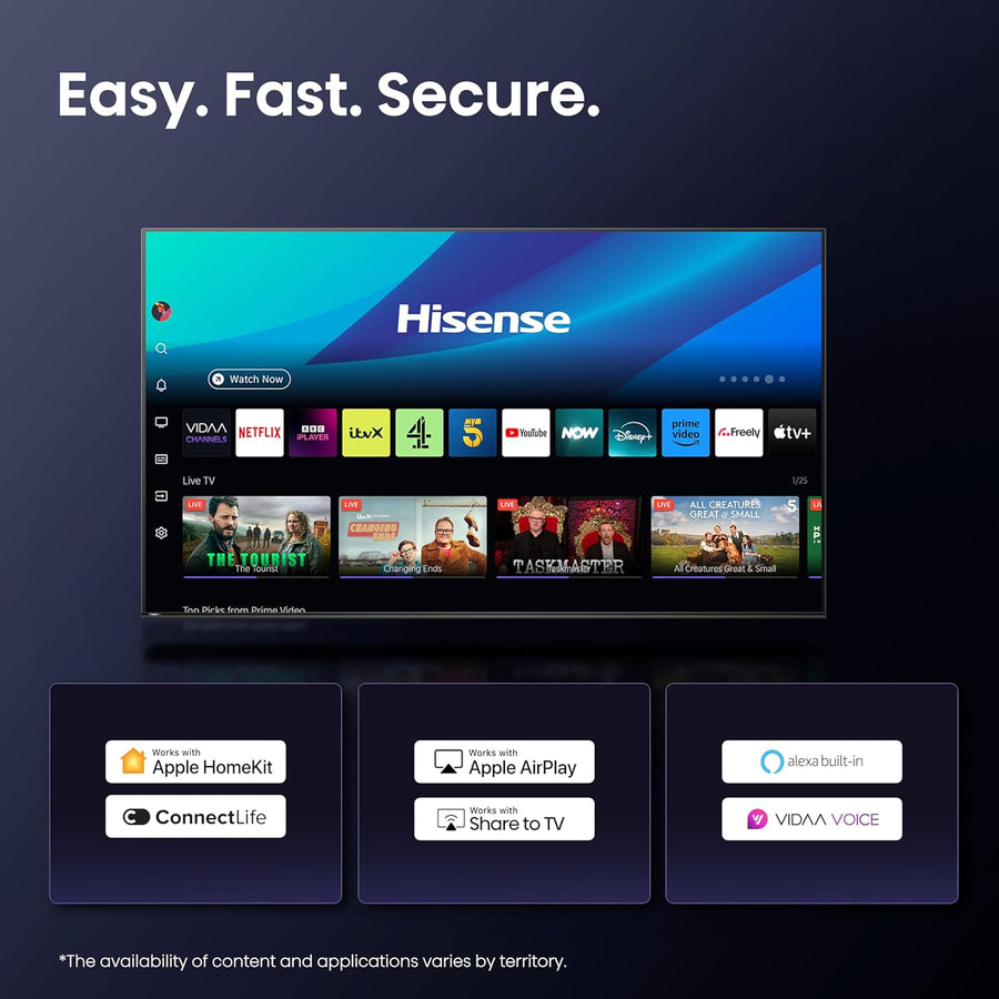 Hisense 50E6QTUK 4K UHD HDR LED TV with Freely