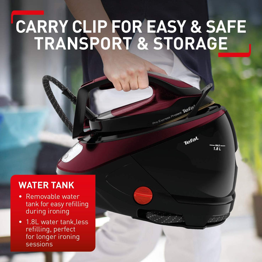 TEFAL Tefal Pro Express Protect GV9230 High Pressure Steam Generator Iron / Black & Burgundy