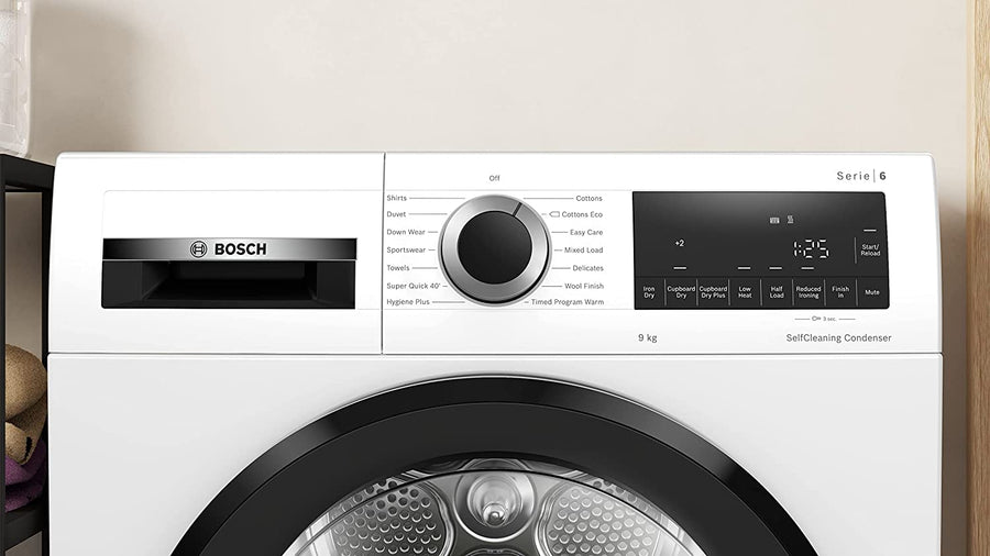 Bosch Series 6 WQG24509GB 9Kg Heat Pump Tumble Dryer - White [Free 5-year parts & labour guarantee]