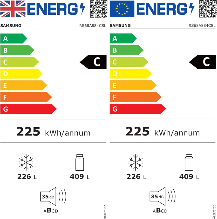 Samsung RS68A884CSL Series 8 Metal Back Plumbed American Fridge Freezer - Silver [Free 5-year parts & labour guarantee]