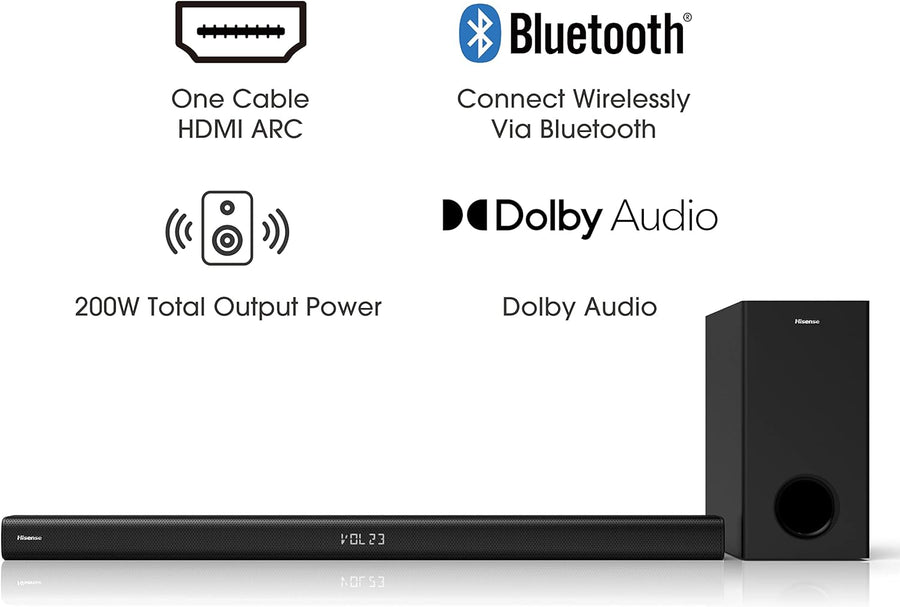 Hisense HS218 2.1 CH Sound Bar with Wireless Subwoofer