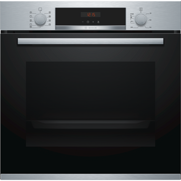 Bosch Series 4 HBS573BS0B built-in pyrolytic cleaning single oven in stainless steel.