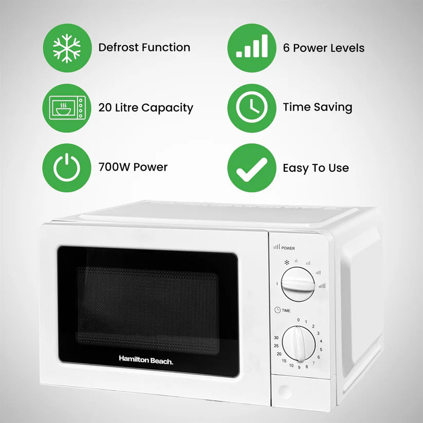 Hamilton Beach HB70T20W 700W 20 Litre Microwave in White