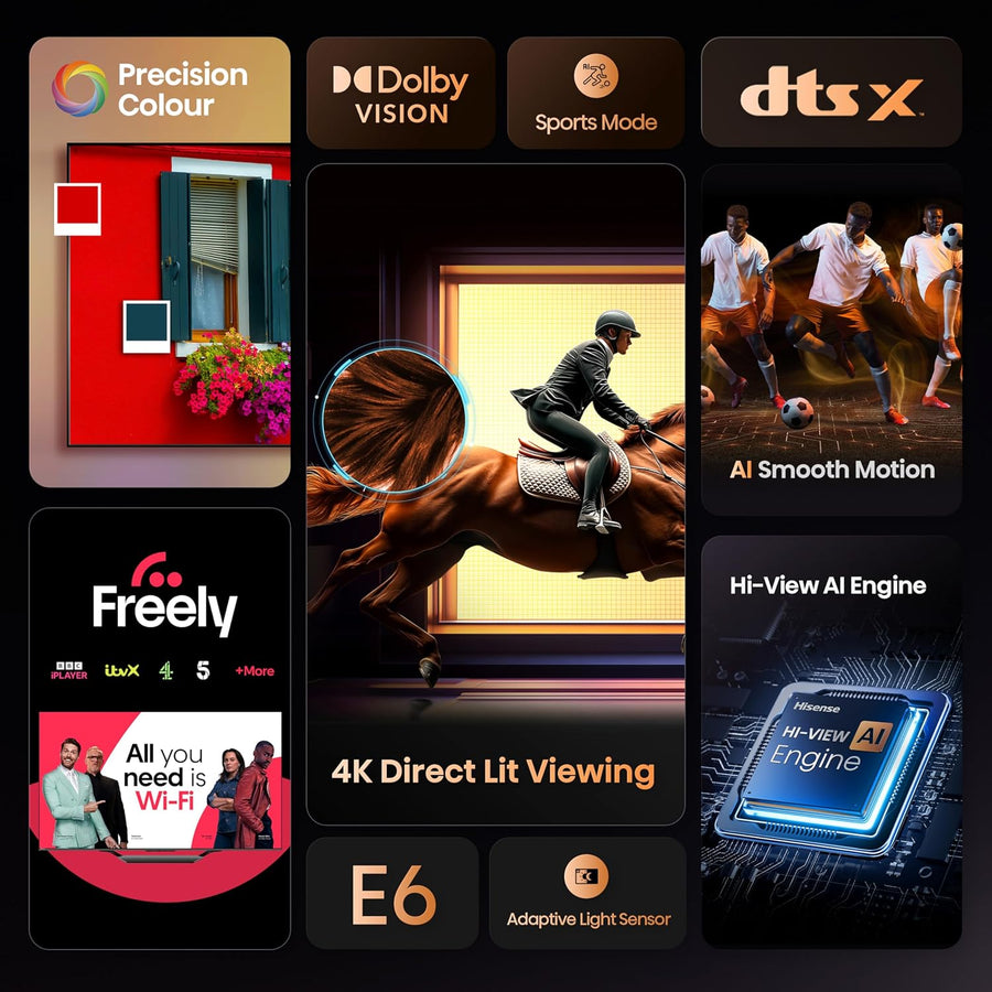 Hisense 50E6QTUK 4K UHD HDR LED TV with Freely