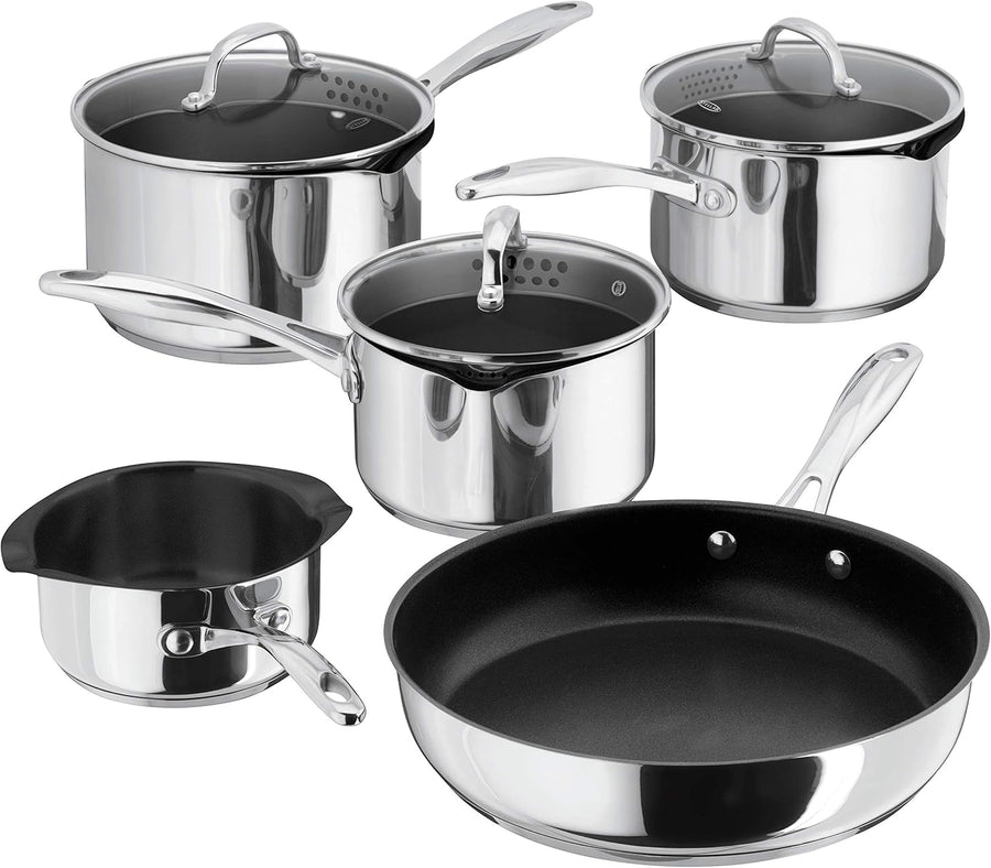 Stellar S7C1DNS 5 Piece Non-Stick Induction Pan Set with Draining Lids