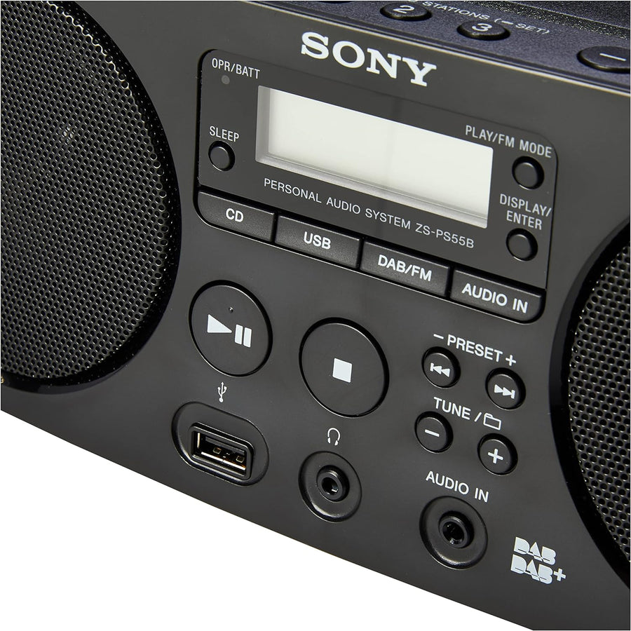 Sony ZS-PS55B CD Boombox with DAB and FM Radio – Black