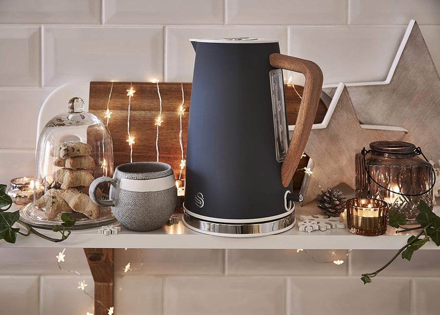 Swan SK14610GRYN Nordic Jug Kettle Wood Effect - Slate Grey