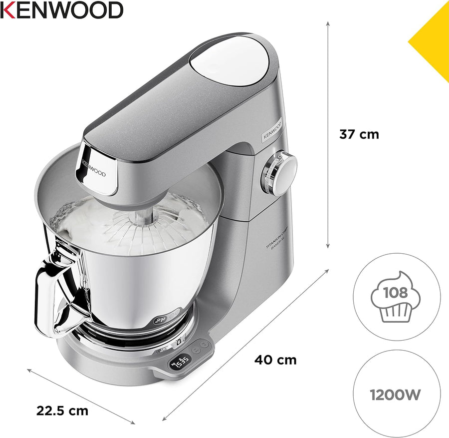 Kenwood KVL85.004SI 1200W Titanium Chef Baker XL Stand Mixer Silver Basil Knipe Electrics