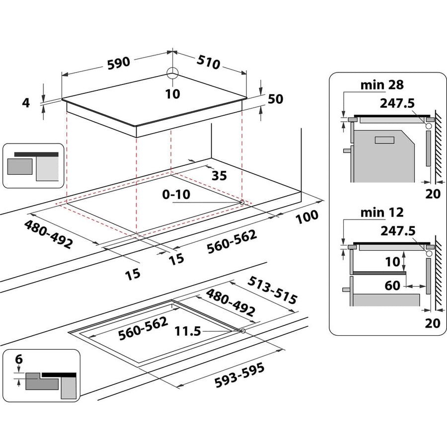 Indesit IB88B60NE 60cm DualZone Induction Hob