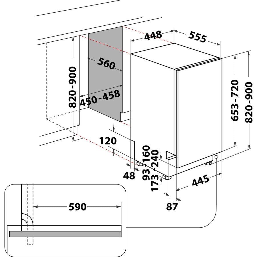 Indesit IN2IE10CS80UK 10-place setting integrated dishwasher