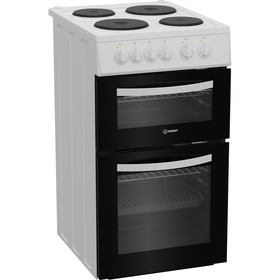 Indesit ITE5EMW 50cm solid plate electric cooker - white