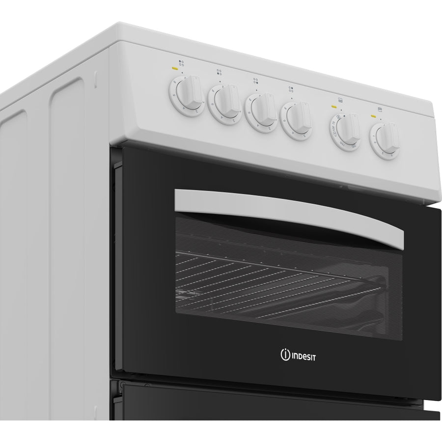 Indesit ITE5EMW 50cm solid plate electric cooker - white