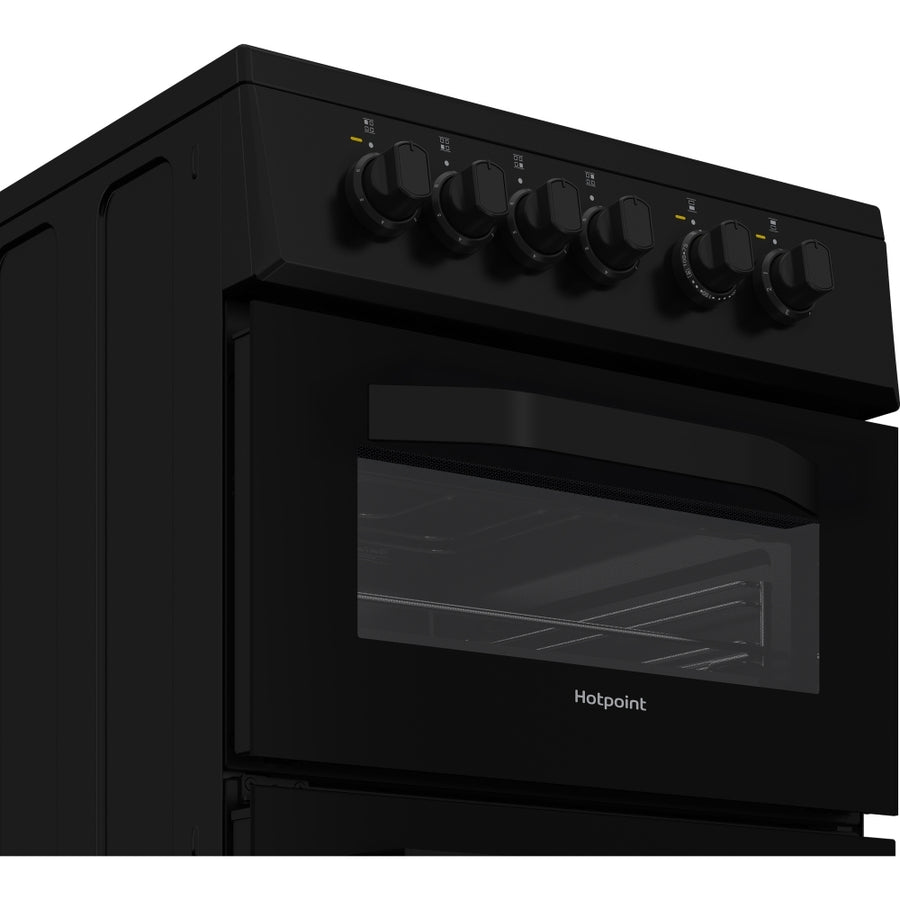 Hotpoint HTE5VCB 50cm Double Oven Electric Cooker With Ceramic Hob - Black