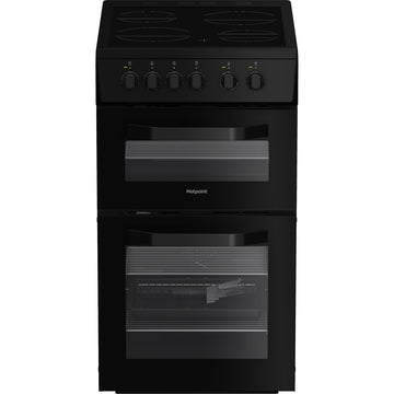 Hotpoint HTE5VCB 50cm Double Oven Electric Cooker With Ceramic Hob - Black