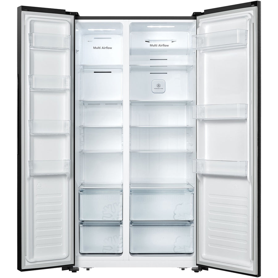 fridgemaster MS91520BFF side by side american fridge freezer in black 