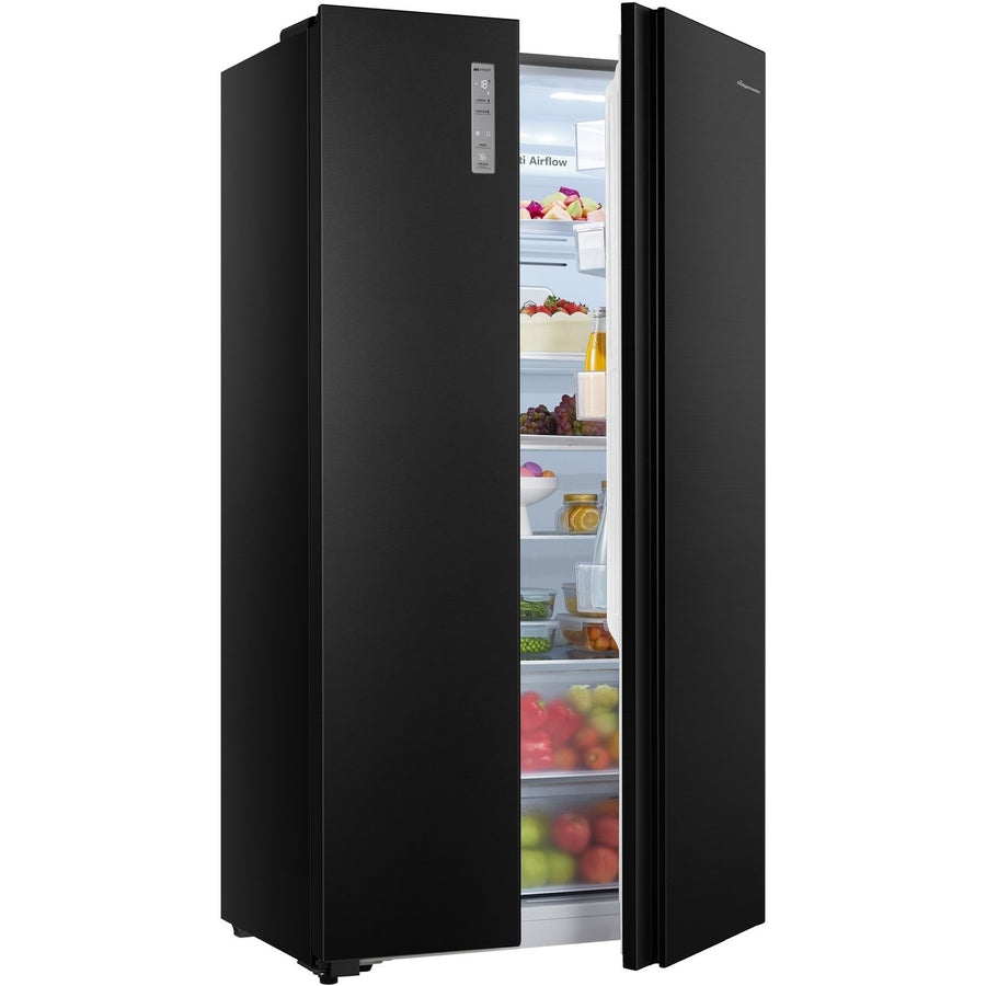 fridgemaster MS91520BFF side by side american fridge freezer in black 