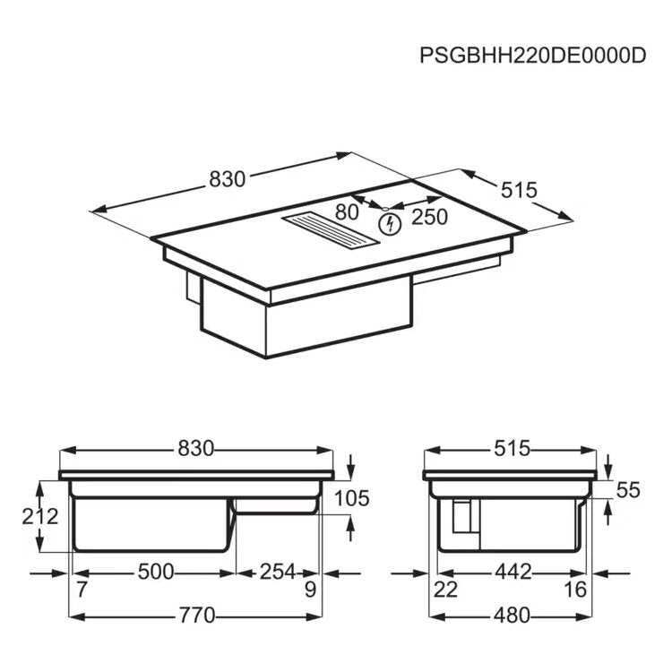 AEG CCE84751FB 8000 80cm Recirculating Induction Extractor Hob