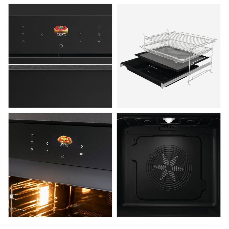 Hisense BAS6PH8BUKWF Hi8 Blackline Built-In Smart Steam Electric Single Oven - Black
