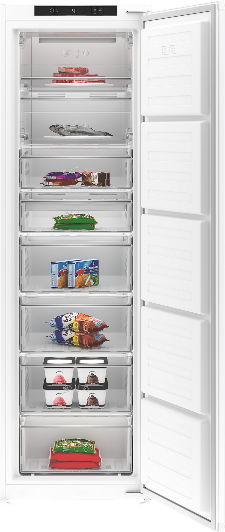 Blomberg FNT4454I Integrated Tall Frost Free Freezer With Food Protector [Sliding Door Installation]