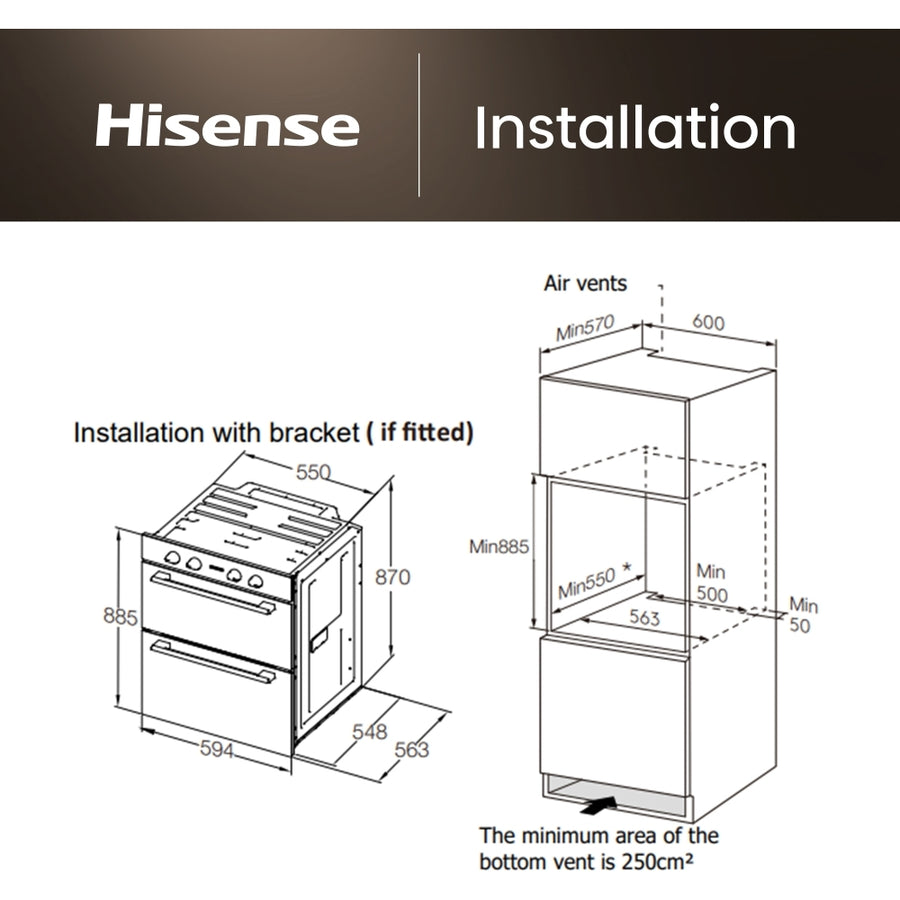 Hisense BID914221CX Hi6 Built-in Double Oven - Stainless steel