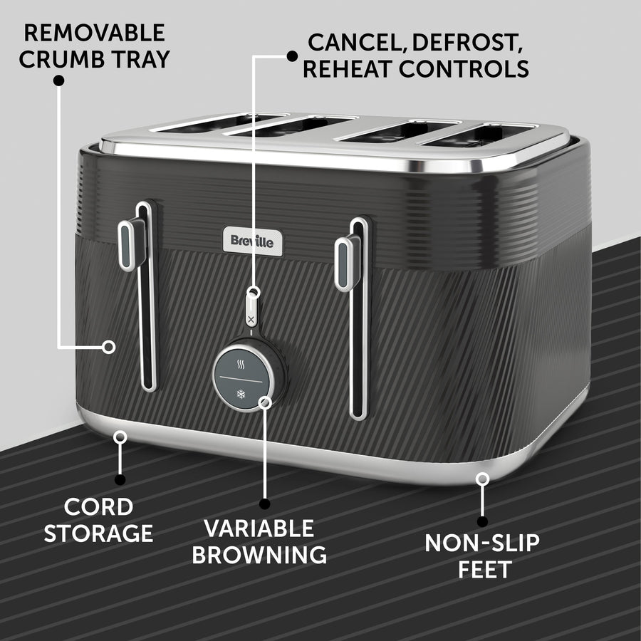 Breville VTT973 Obliq 4-slice toaster - Black