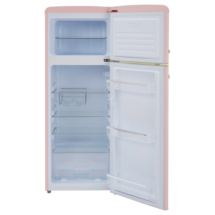 CDA Betty Retro style Tea Rose Pink Top Mount fridge freezer