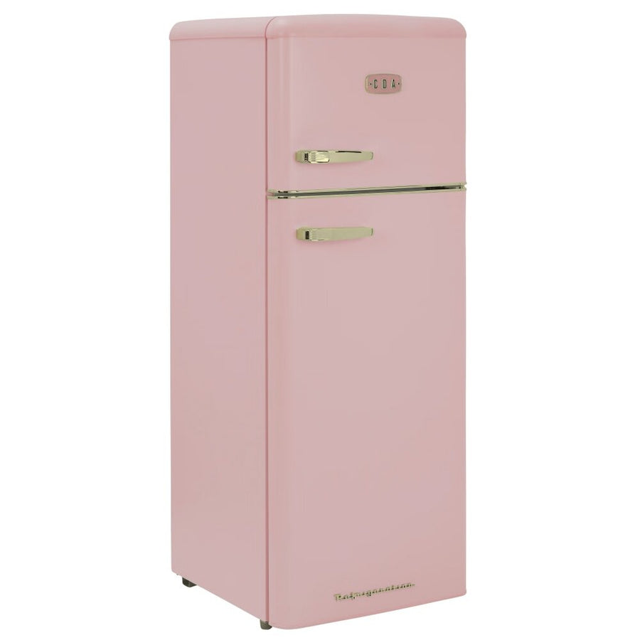 CDA Betty Retro style Tea Rose Pink Top Mount fridge freezer