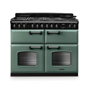 Rangemaster CLDLB110DFPMGR/CM1 14877 Classic Deluxe 110cm Dual Fuel Range Cooker - Mineral Green/Chrome