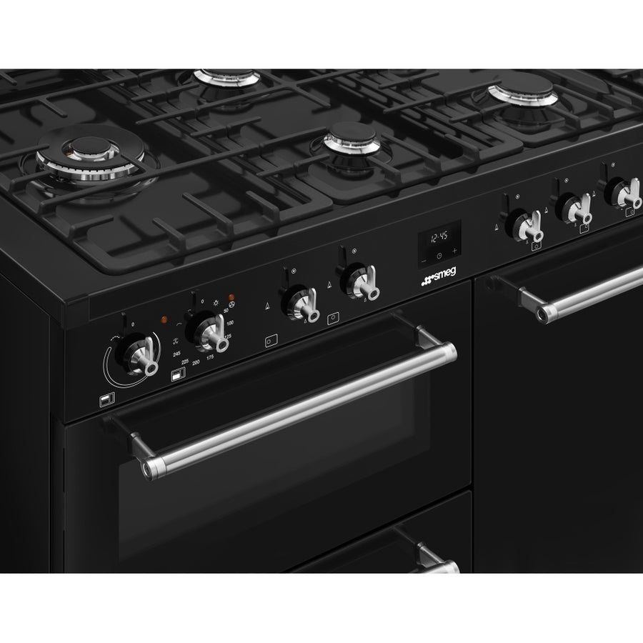 Smeg CX103GMBL 100cm Concert Dual Fuel Range Cooker - Black