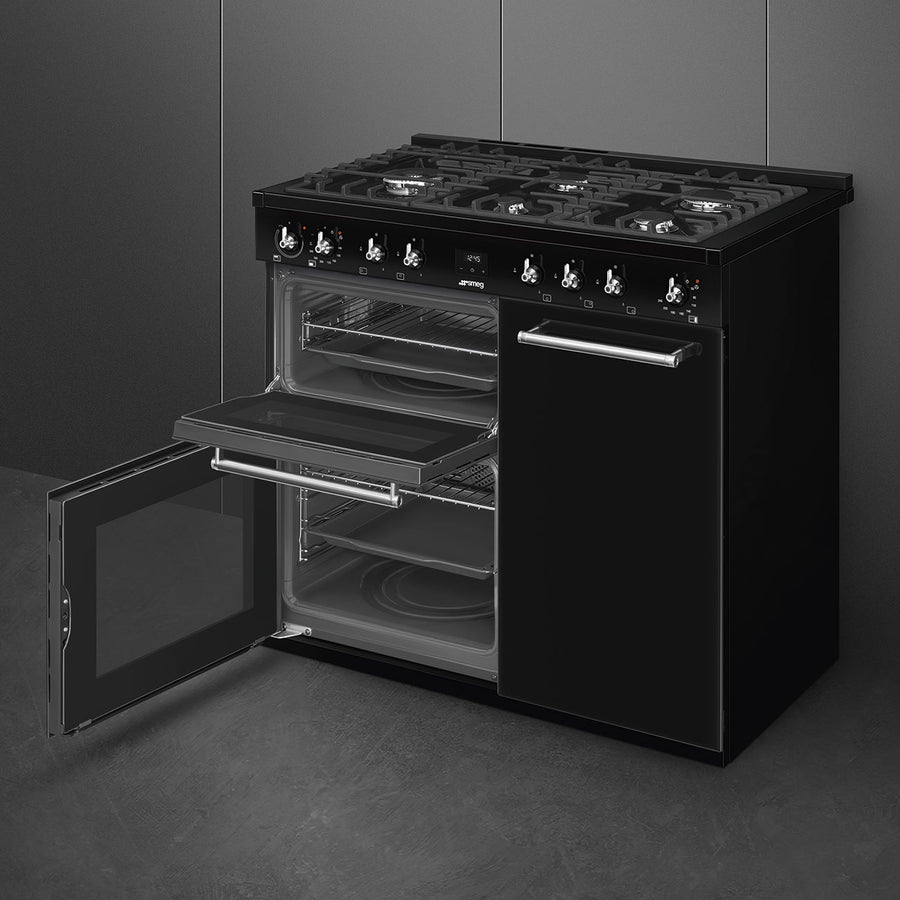 Smeg CX103GMBL 100cm Concert Dual Fuel Range Cooker - Black