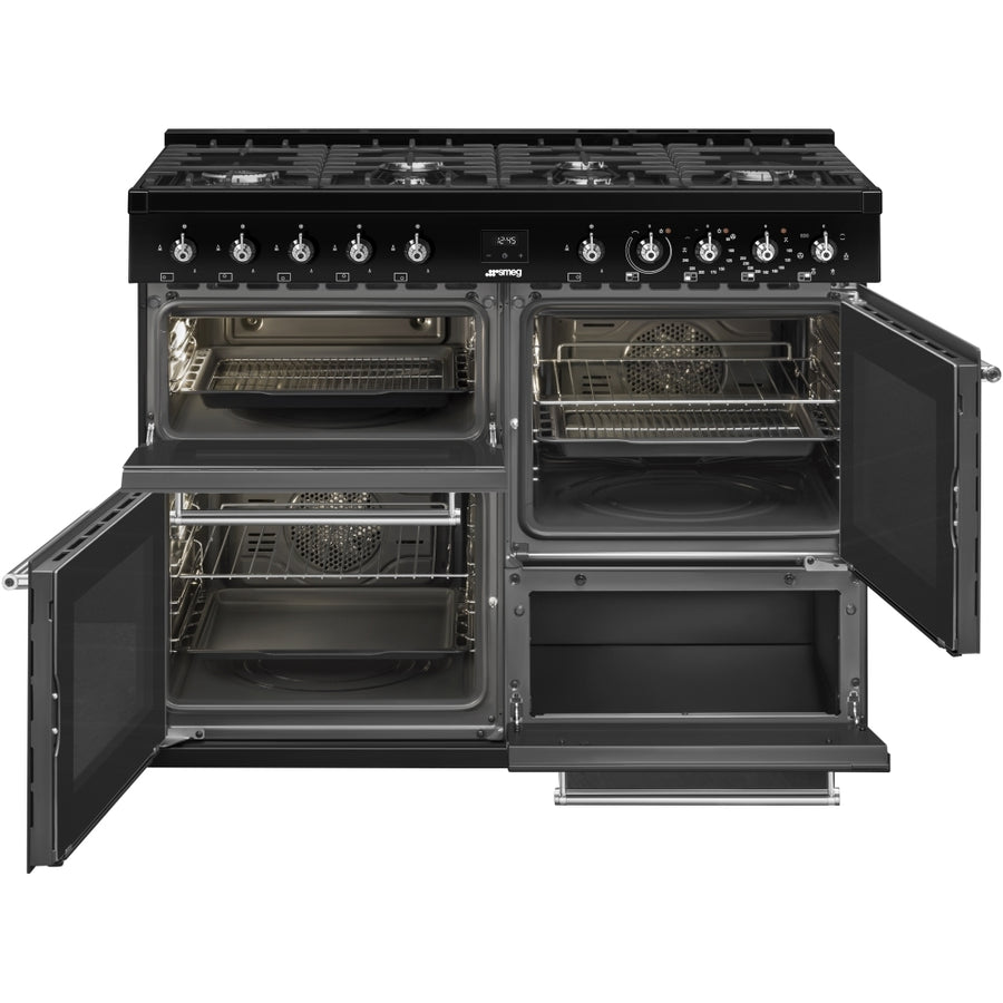 Smeg CX113GMBL 110cm Concert Dual Fuel Range Cooker - Black