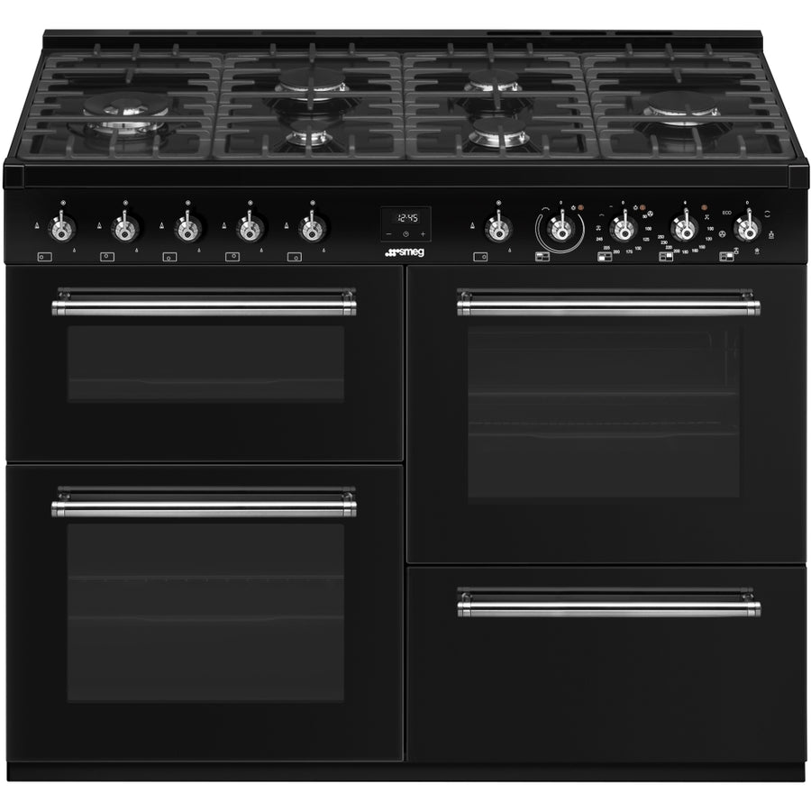 Smeg CX113GMBL 110cm Concert Dual Fuel Range Cooker - Black