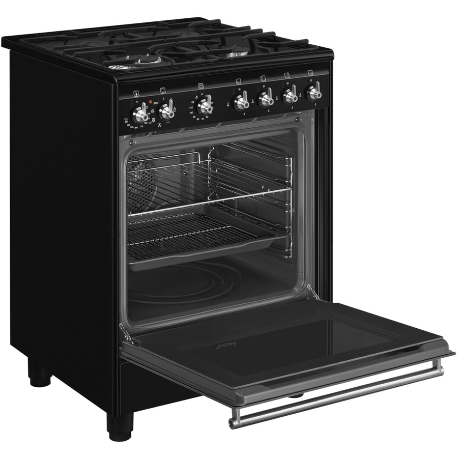 Smeg CX61GMBL 60cm Concert Dual Fuel Cooker - Black