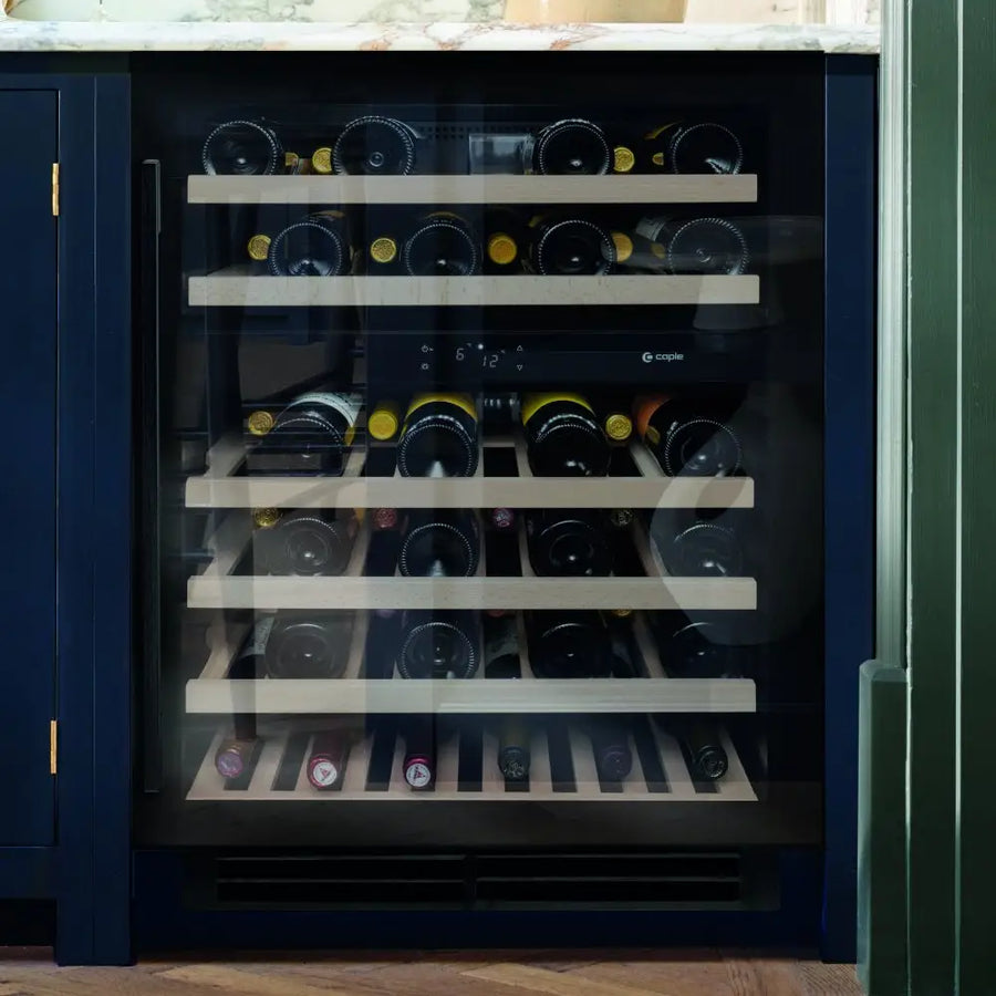 Caple Wi6135BG 60cm Dual Zone Wine Cooler Black Glass
