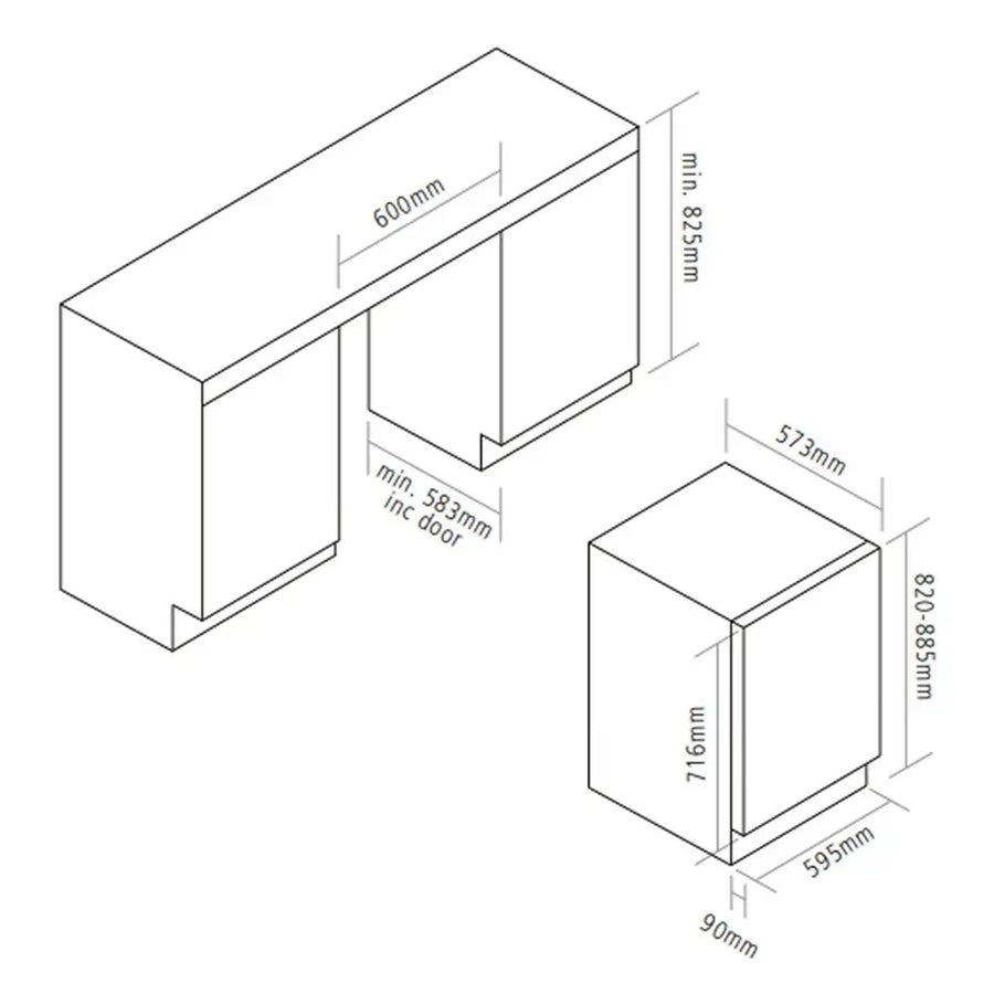 Caple Wi6136BG Dual Zone Wine Cooler - Black Glass