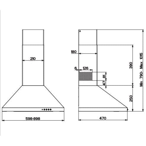 De'Longhi DCH900BL 90cm Chimney Hood - Black