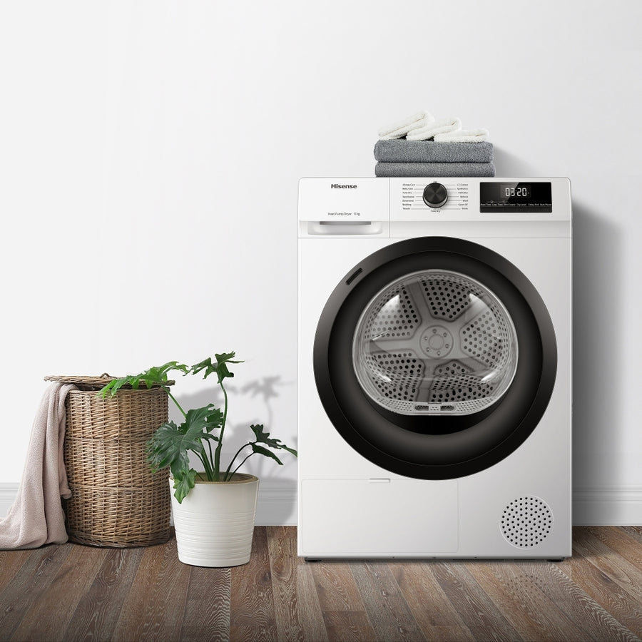 Hisense DH1Q802BW2 8kg Heat pump Condenser Tumble Dryer - White