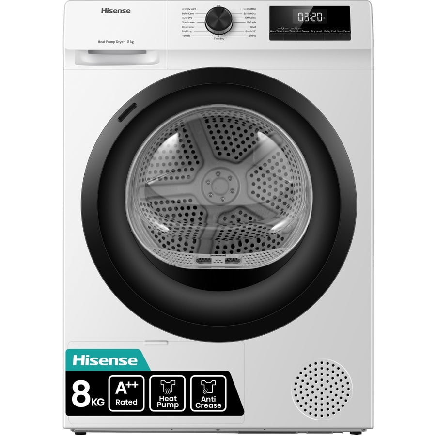 Hisense DH1Q802BW2 8kg Heat pump Condenser Tumble Dryer - White