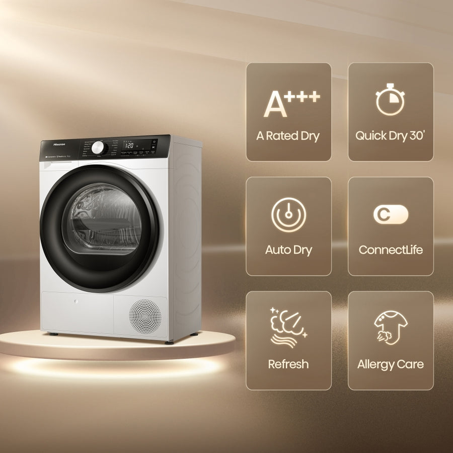 Hisense DH3S802BW3 3S Series 8kg Heat Pump Tumble Dryer