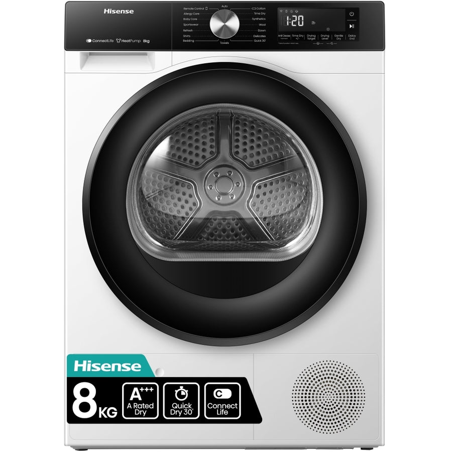 Hisense DH3S802BW3 3S Series 8kg Heat Pump Tumble Dryer