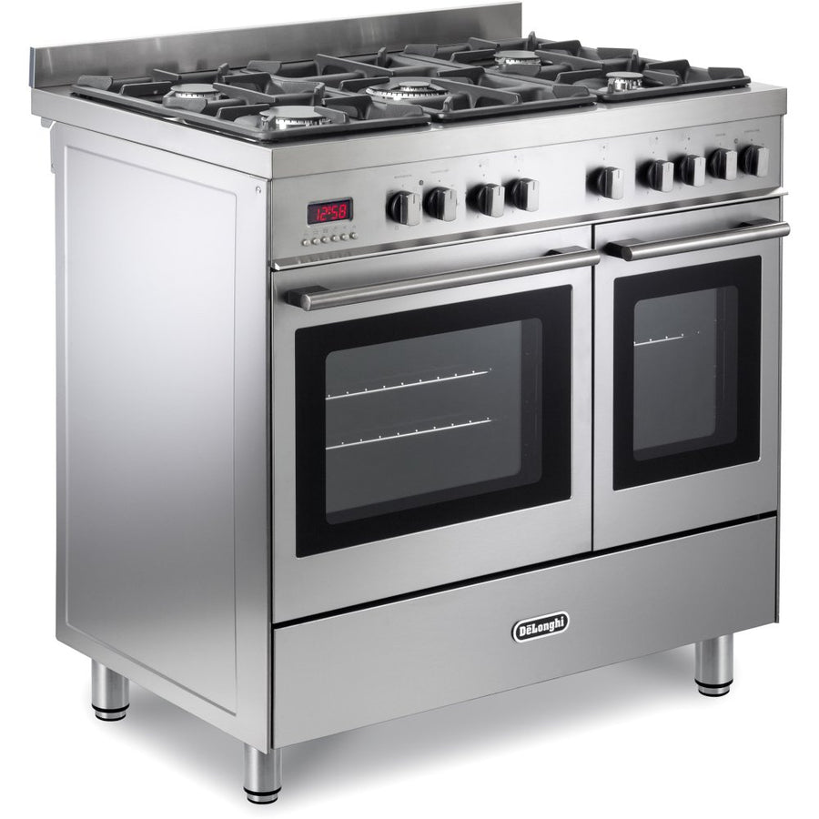 De'Longhi DTR906DF 90cm Professional Twin Cavity Dual Fuel Range Cooker in Stainless Steel