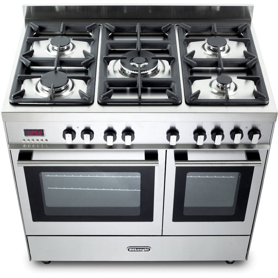 De'Longhi DTR906DF 90cm Professional Twin Cavity Dual Fuel Range Cooker in Stainless Steel