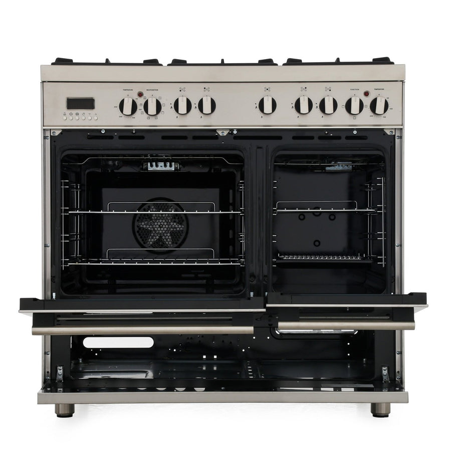 De'Longhi DTR906DF 90cm Professional Twin Cavity Dual Fuel Range Cooker in Stainless Steel