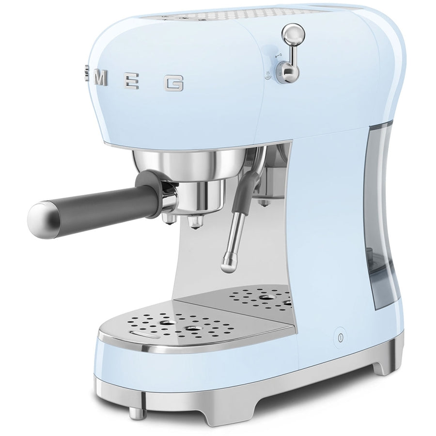 Smeg ECF02PBUK 50's style Espresso Coffee Machine With Stand Wand - Pastel Blue