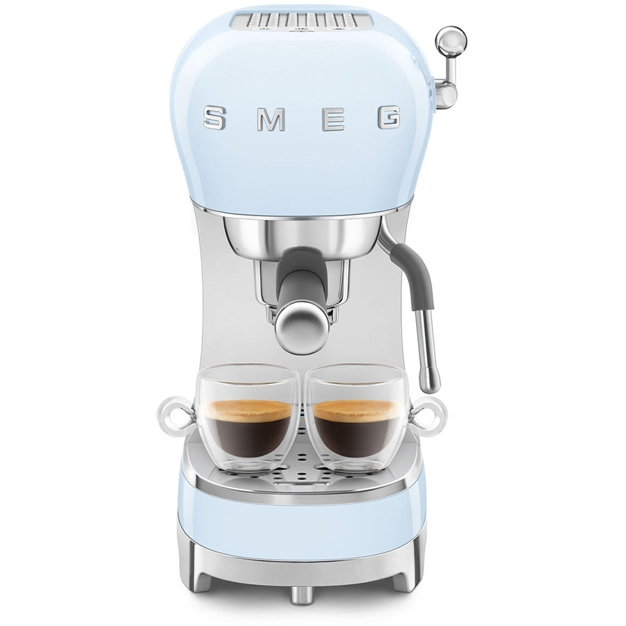 Smeg ECF02PBUK 50's style Espresso Coffee Machine With Stand Wand - Pastel Blue