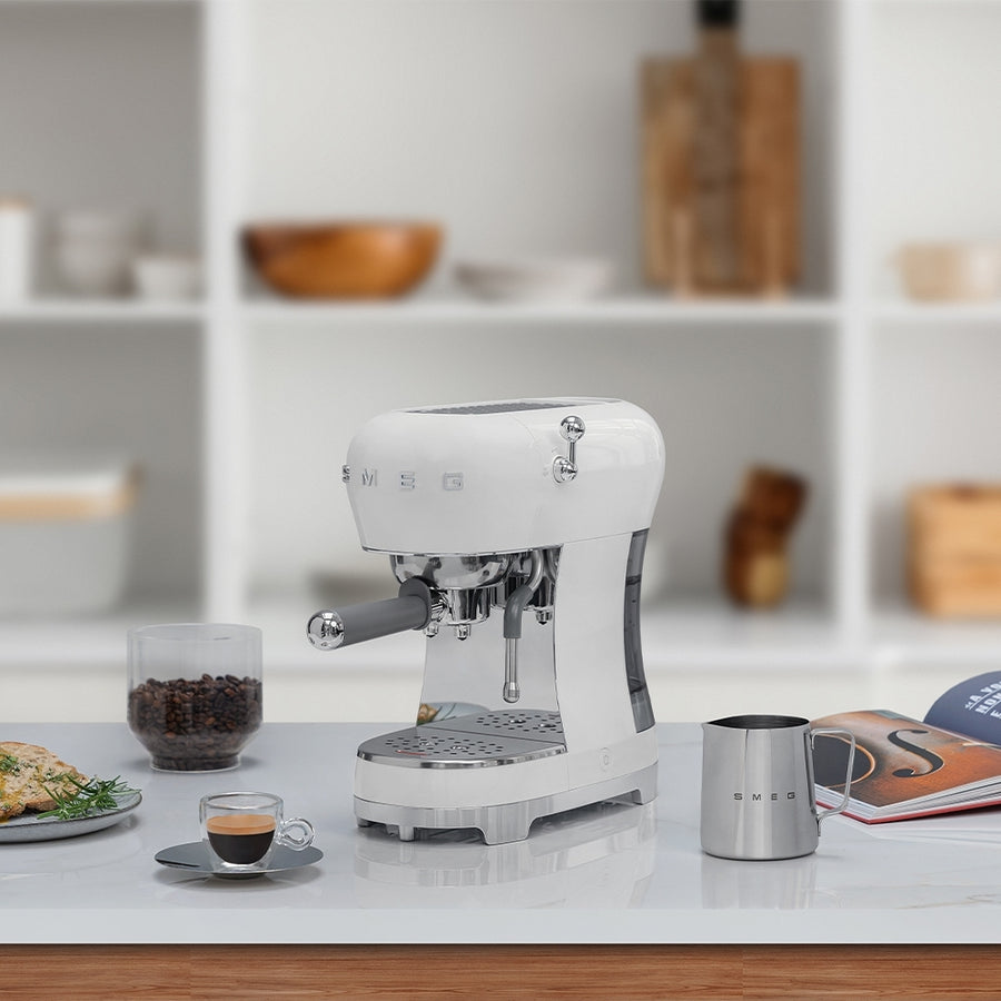 Smeg ECF02WHUK 50's style Espresso Coffee Machine With Stand Wand