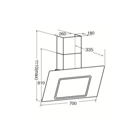 CDA EVA70BL 70cm Angled Hood - Black