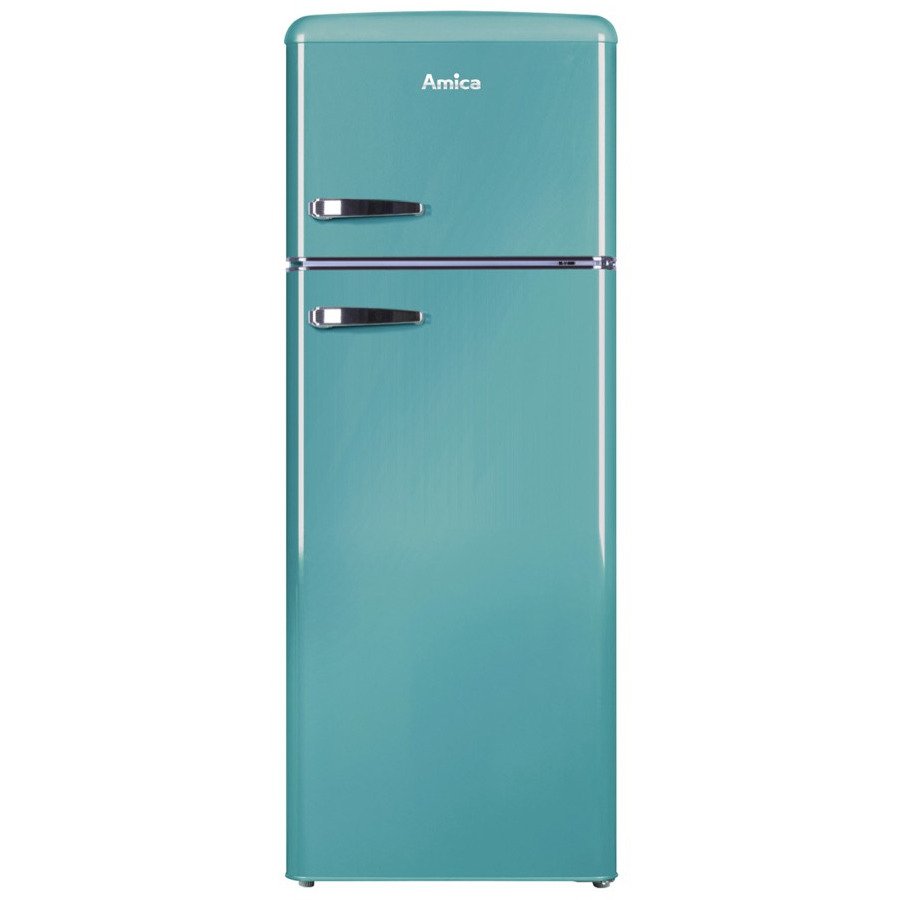 Amica FDR2213DB Top mount fridge freezer in duck egg blue