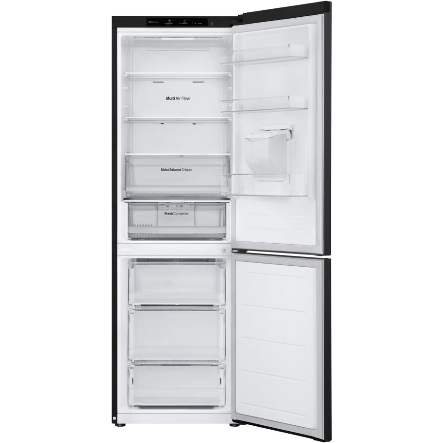 LG GBF3102EEP NatureFresh™ 60/40 total no frost fridge freezer in matte black.